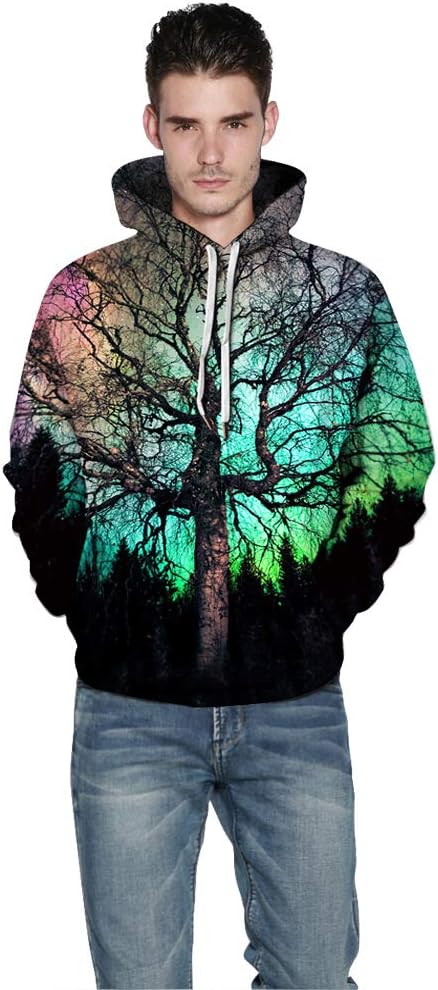 Men Women Unisex Hoodies Novelty 3D Print Graphic Hooded Pullover Sweatshirt with Pocket