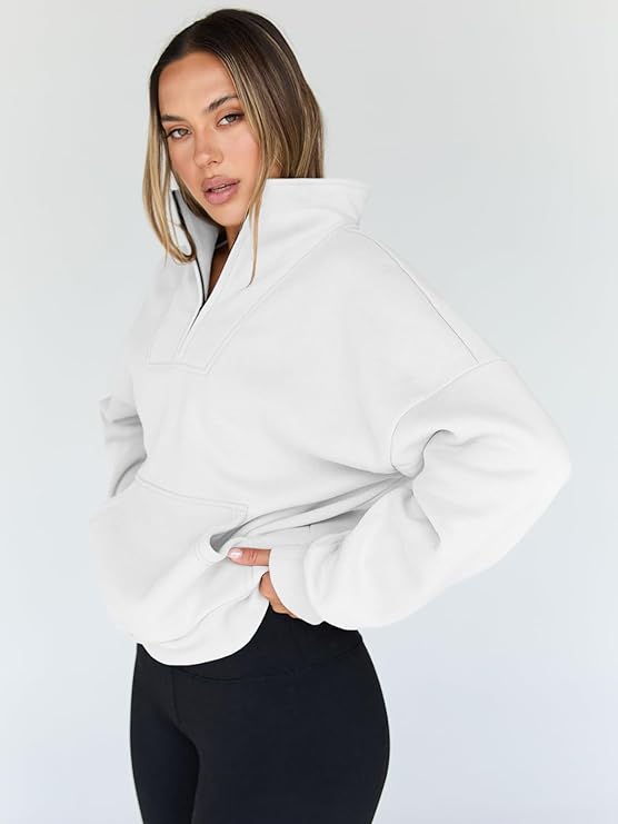 Sweatshirts Quarter Half Zip Pullover Oversized Hoodies Sweaters Comfy Fall Outfits 2025 Winter Clothes - Image 4