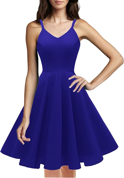 Women's 1950s Retro Vintage Spaghetti Strap Cocktail Swing Dresses