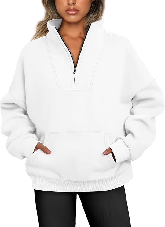 Sweatshirts Quarter Half Zip Pullover Oversized Hoodies Sweaters Comfy Fall Outfits 2025 Winter Clothes - Image 3