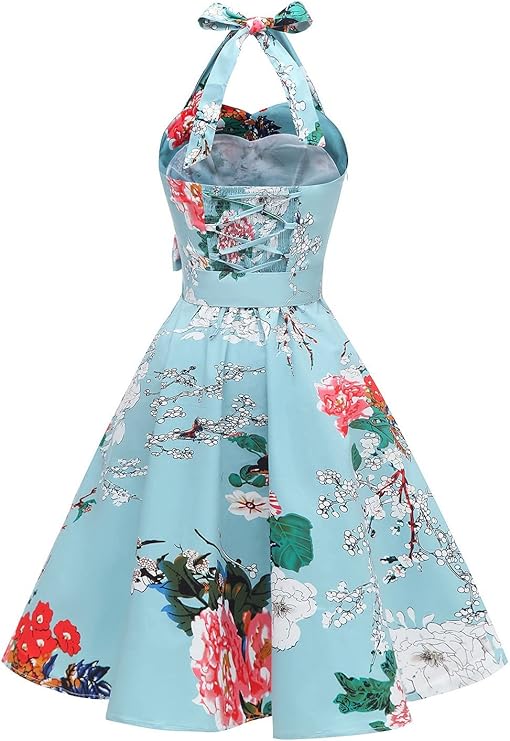 Topdress Women'sVintage Polka Audrey Dress 1950s Halter Retro Cocktail Dress - Image 3