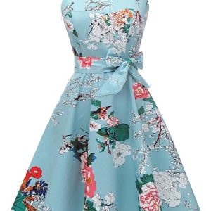 Topdress Women'sVintage Polka Audrey Dress 1950s Halter Retro Cocktail Dress