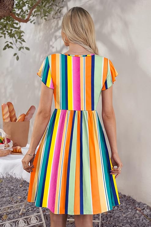 Summer Dresses for Women Beach Boho Sleeveless Vintage Floral Flowy Pocket Tshirt Tank Sundresses - Image 3