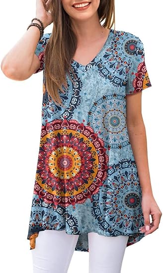 Women's Summer Casual Short Sleeve V Neck