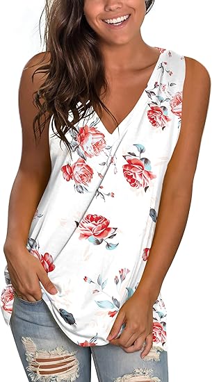 Women's Summer V-neck Sleeveless T-Shirt